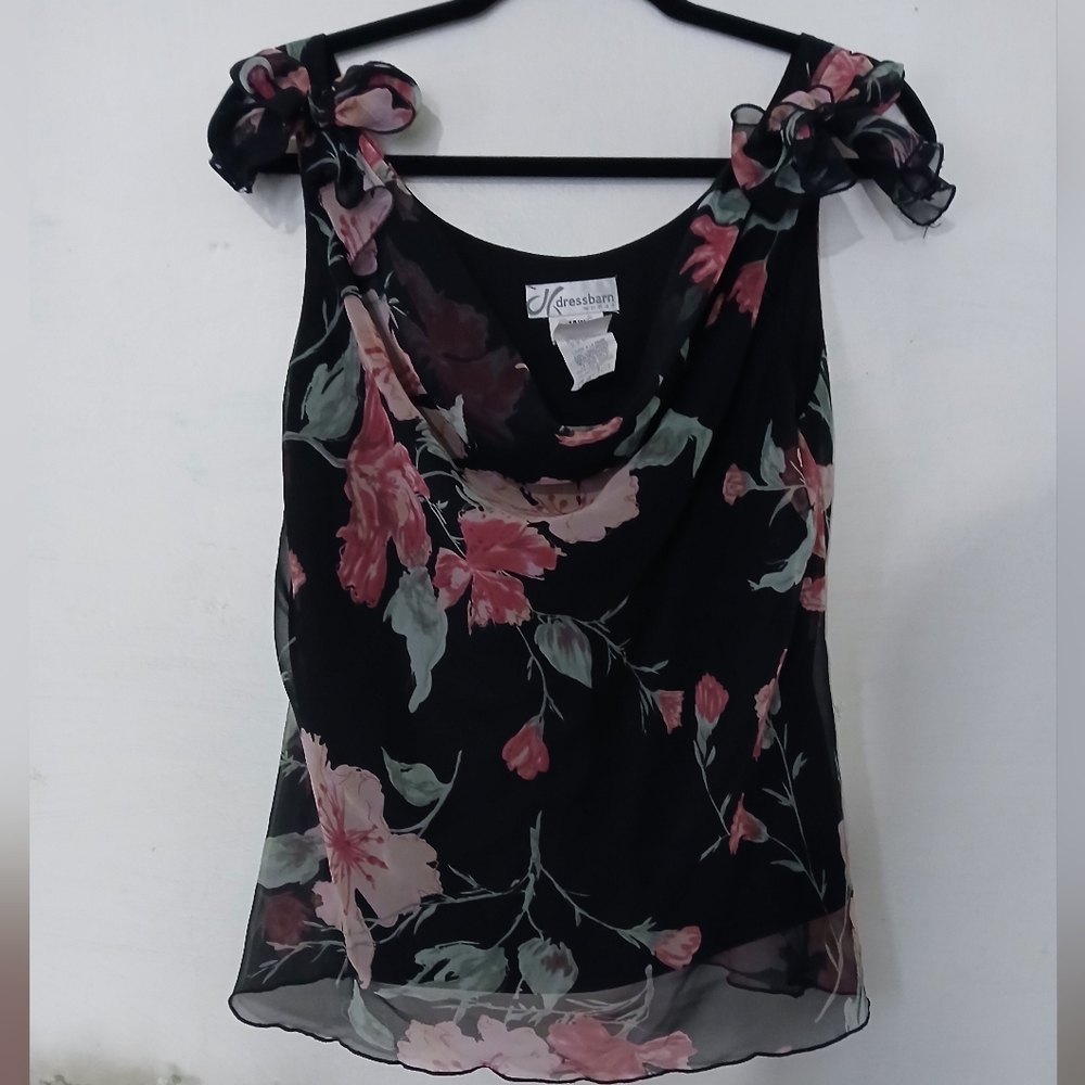 Floral Black and Pink Women's Top by Dressbarn